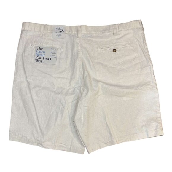 Mens Linen Blend Flat-Front Shorts Light Khaki Zip Fly Button Closure Size 44 - Picture 2 of 6